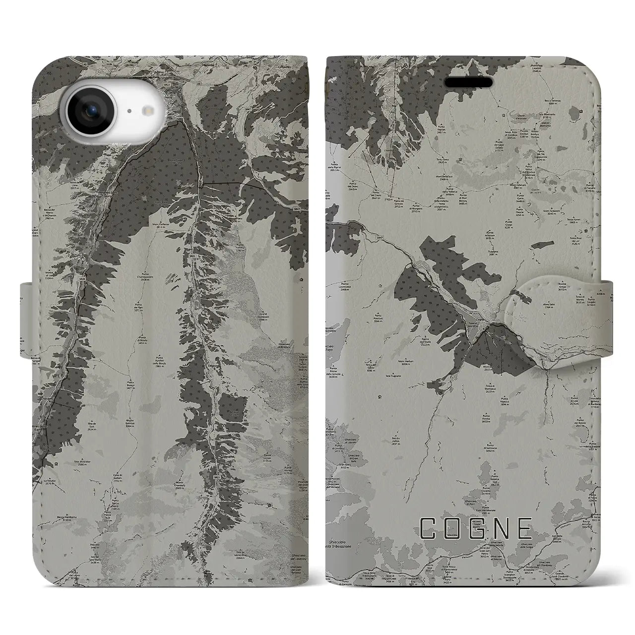 【コーニュ(イタリア)】地図柄iPhoneケース(手帳タイプ)