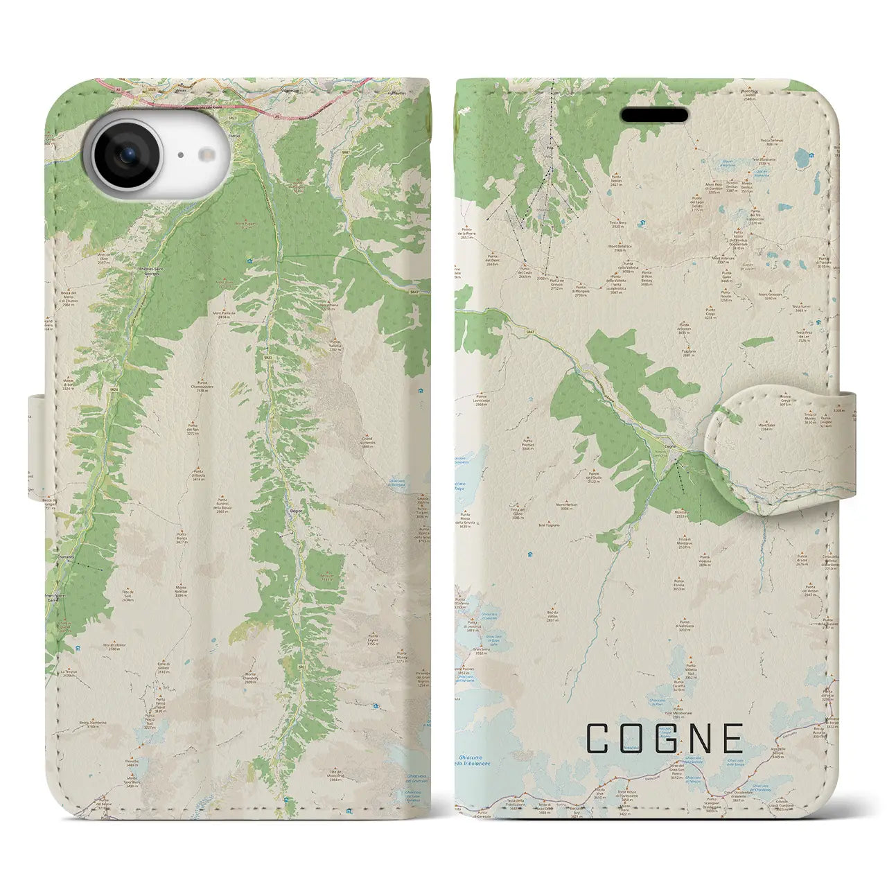 【コーニュ(イタリア)】地図柄iPhoneケース(手帳タイプ)