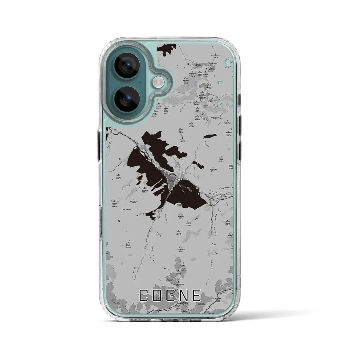【コーニュ(イタリア)】地図柄iPhoneケース(MagSafeタイプ)モノトーン・iPhone 16 Pro 用