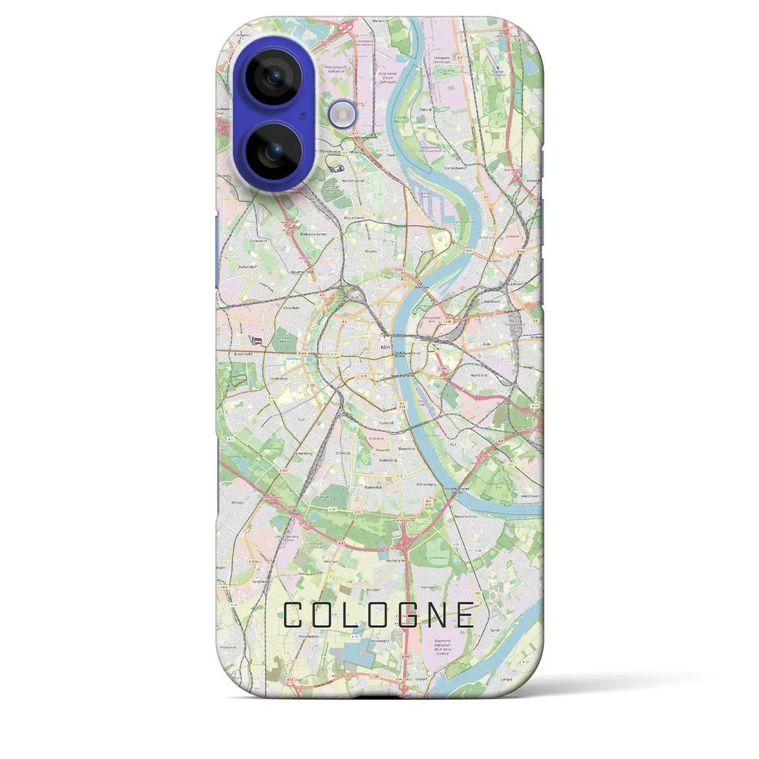 【ケルン(ドイツ)】地図柄iPhoneケース(バックカバータイプ)ブラック・iPhone 16 Pro Max 用