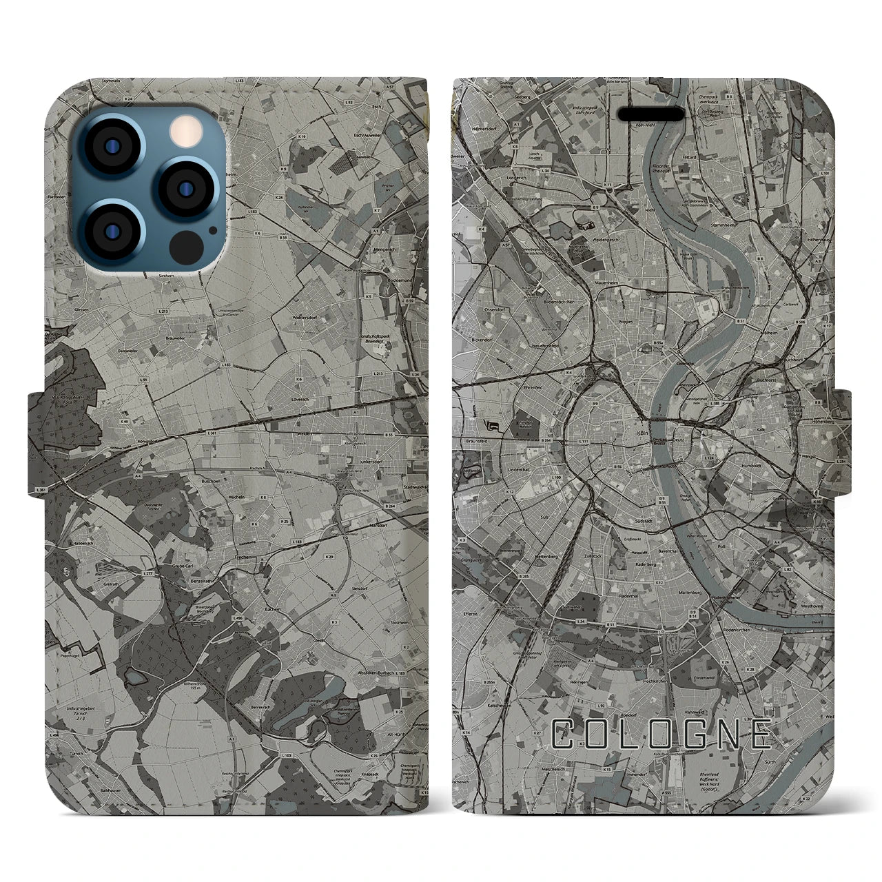 【ケルン(ドイツ)】地図柄iPhoneケース(手帳タイプ)