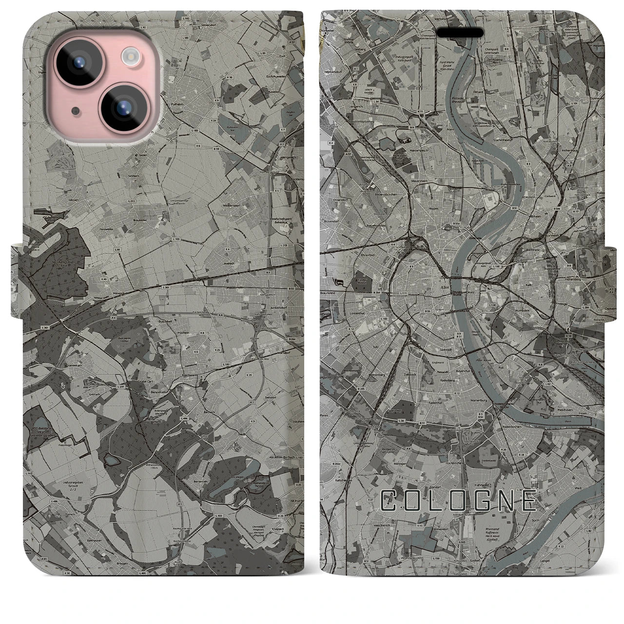 【ケルン(ドイツ)】地図柄iPhoneケース(手帳タイプ)