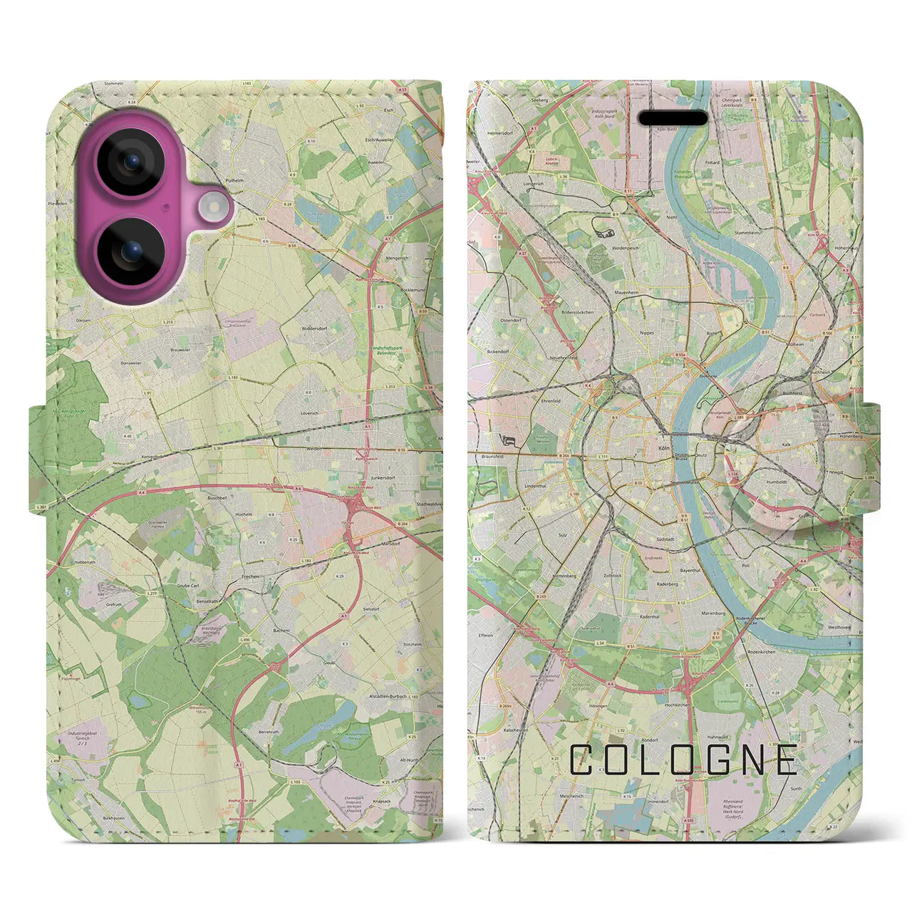 【ケルン(ドイツ)】地図柄iPhoneケース(手帳タイプ)ナチュラル・iPhone 16 Pro 用