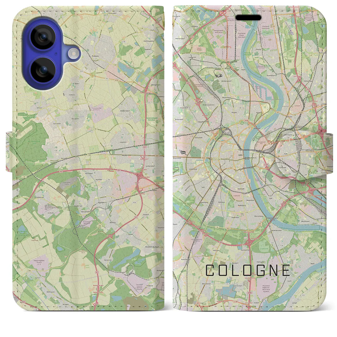 【ケルン(ドイツ)】地図柄iPhoneケース(手帳タイプ)ナチュラル・iPhone 16 Pro Max 用