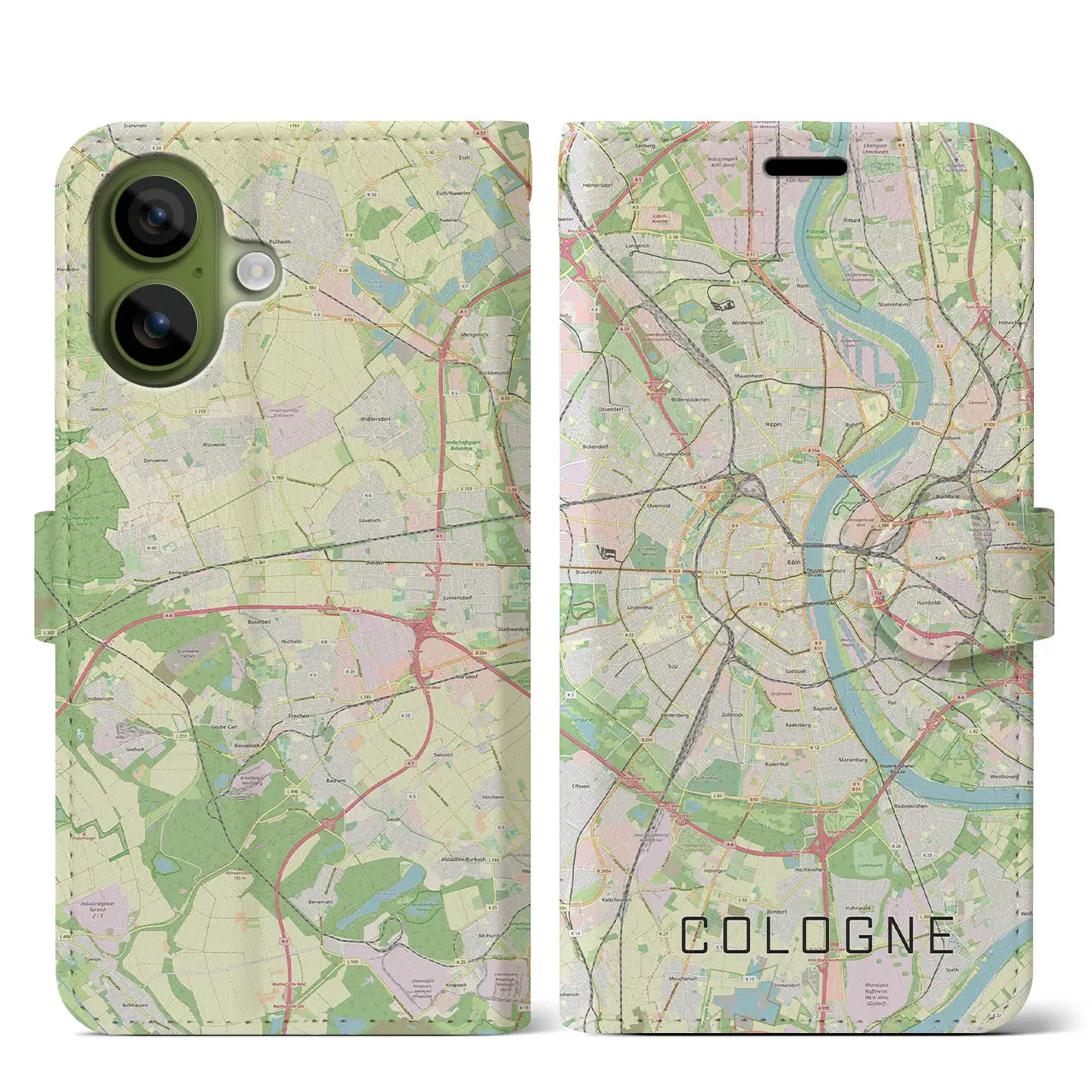 【ケルン(ドイツ)】地図柄iPhoneケース(手帳タイプ)