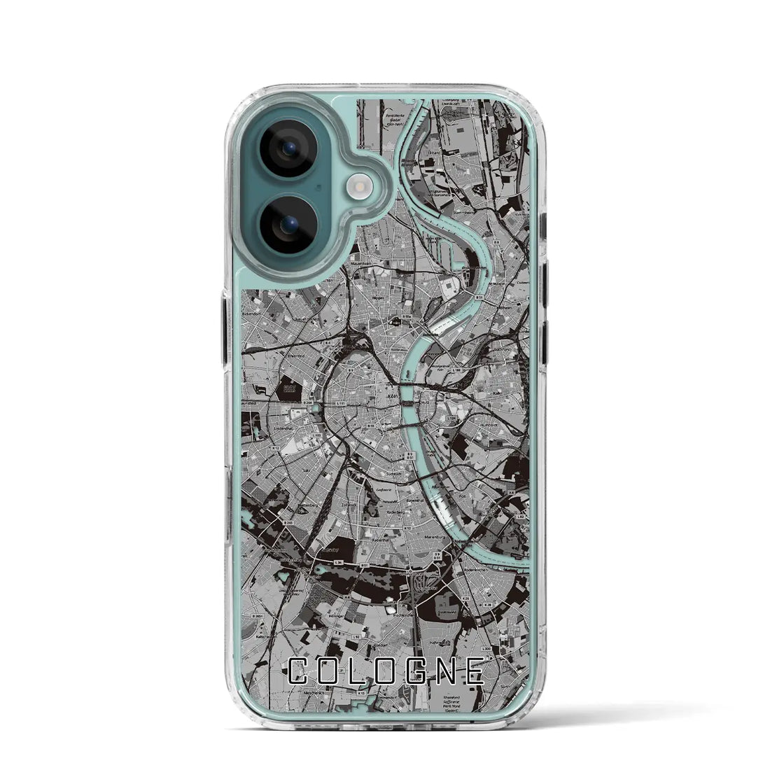 【ケルン(ドイツ)】地図柄iPhoneケース(MagSafeタイプ)モノトーン・iPhone 16 Pro 用