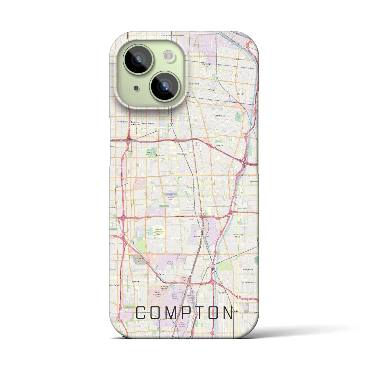 【コンプトン(アメリカ)】地図柄iPhoneケース(バックカバータイプ)
