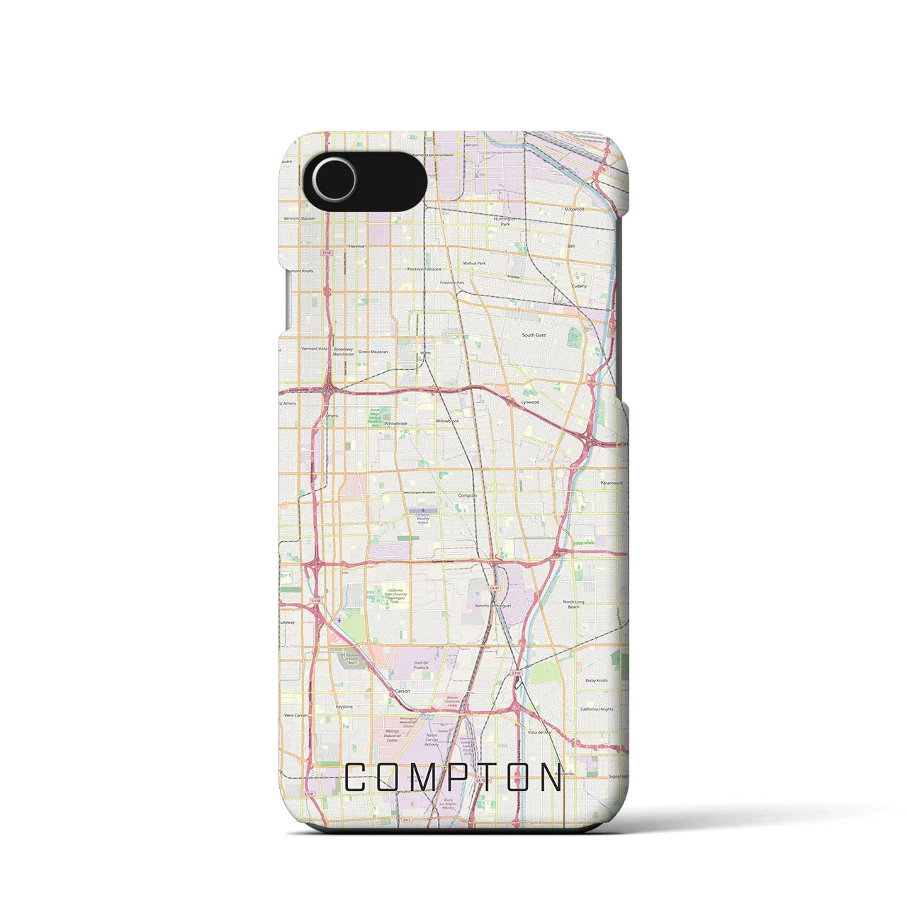 【コンプトン(アメリカ)】地図柄iPhoneケース(バックカバータイプ)