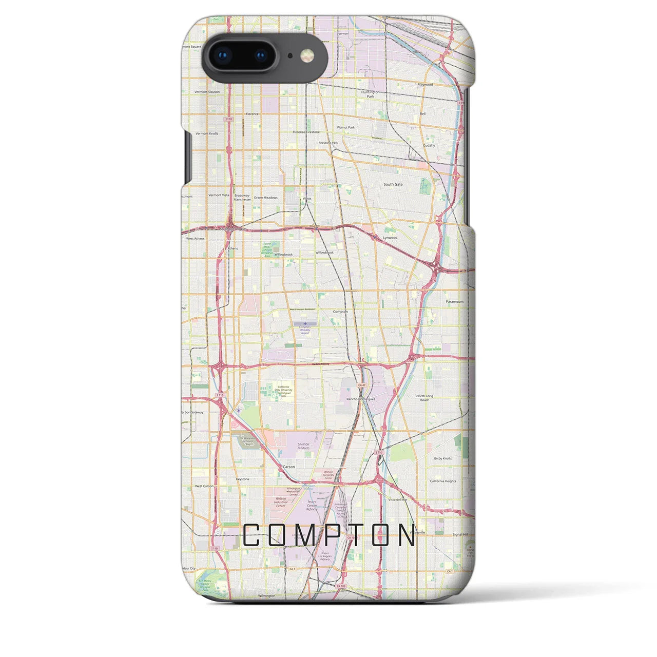 【コンプトン(アメリカ)】地図柄iPhoneケース(バックカバータイプ)