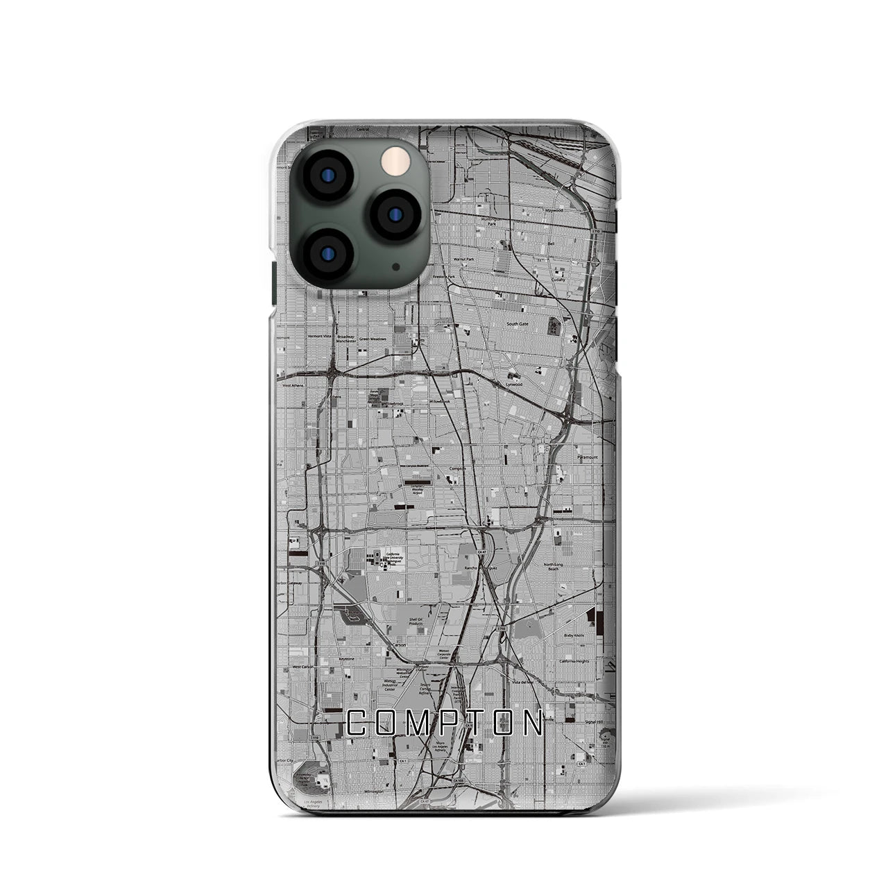 【コンプトン(アメリカ)】地図柄iPhoneケース(クリアタイプ)