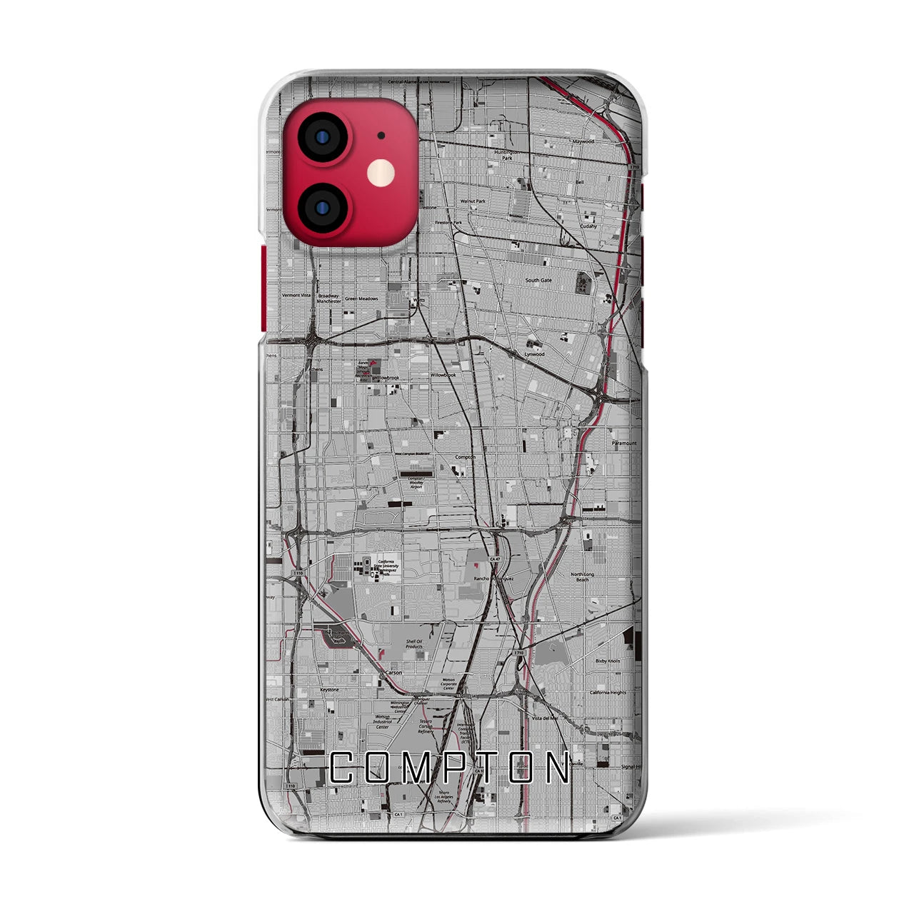 【コンプトン(アメリカ)】地図柄iPhoneケース(クリアタイプ)