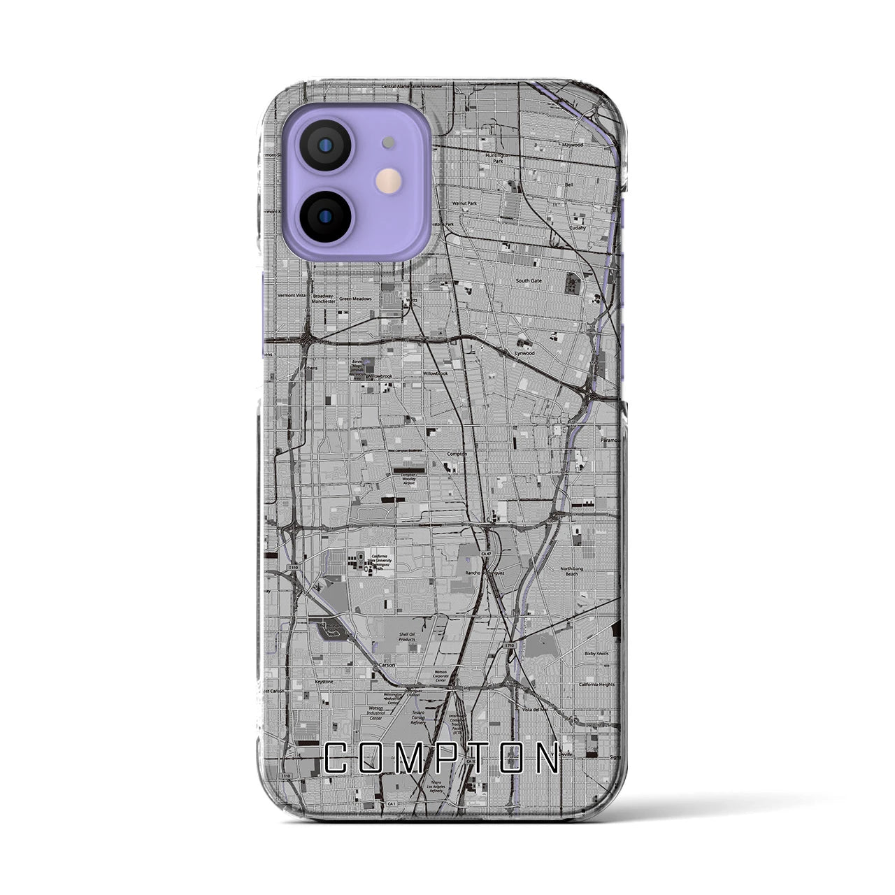 【コンプトン(アメリカ)】地図柄iPhoneケース(クリアタイプ)