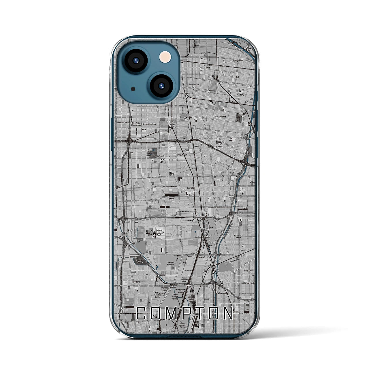 【コンプトン(アメリカ)】地図柄iPhoneケース(クリアタイプ)