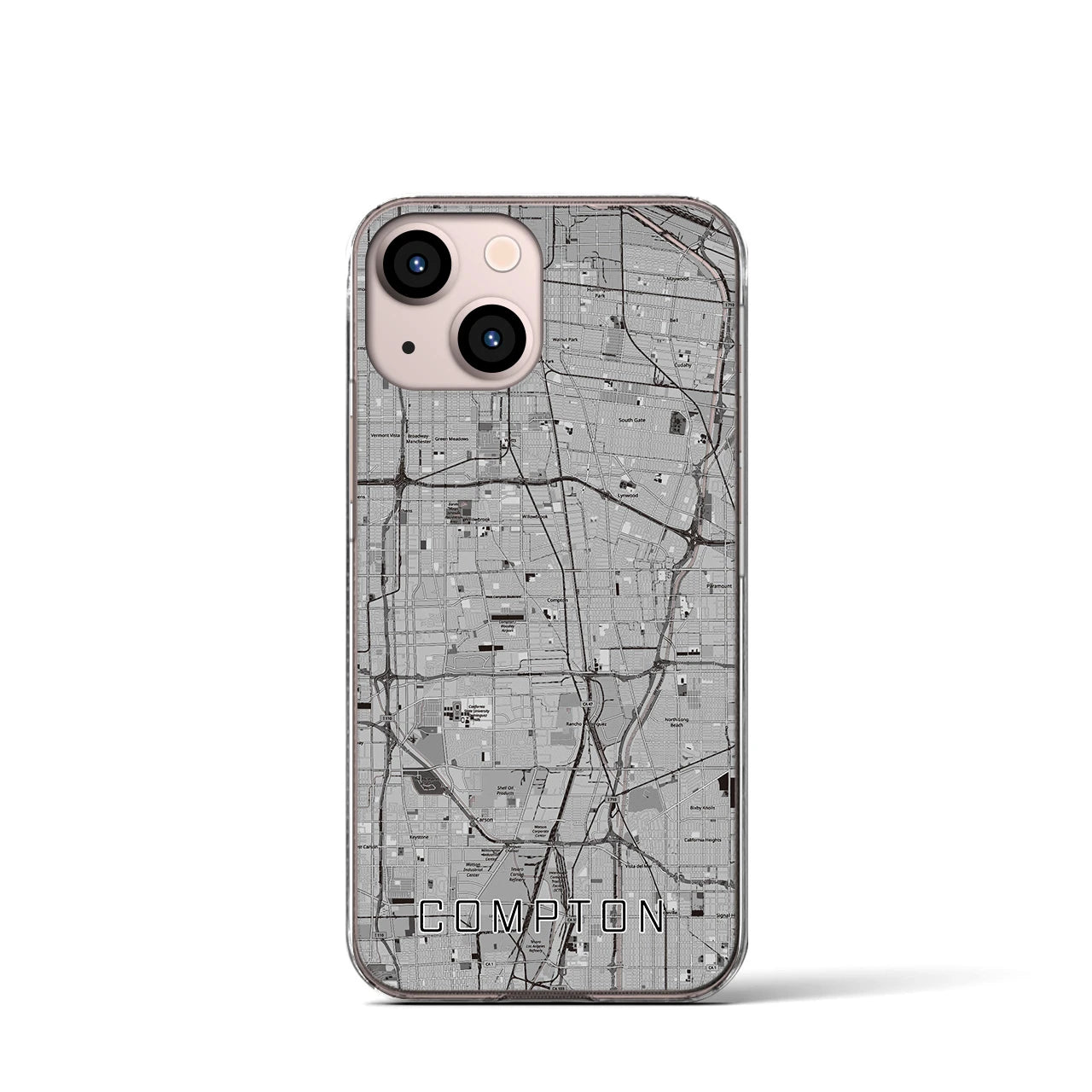 【コンプトン(アメリカ)】地図柄iPhoneケース(クリアタイプ)