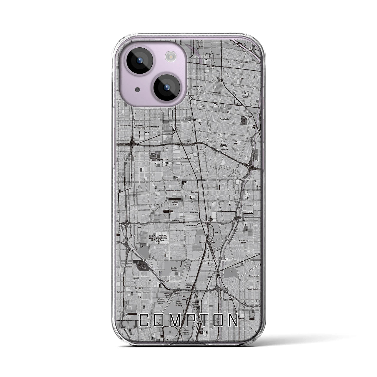 【コンプトン(アメリカ)】地図柄iPhoneケース(クリアタイプ)