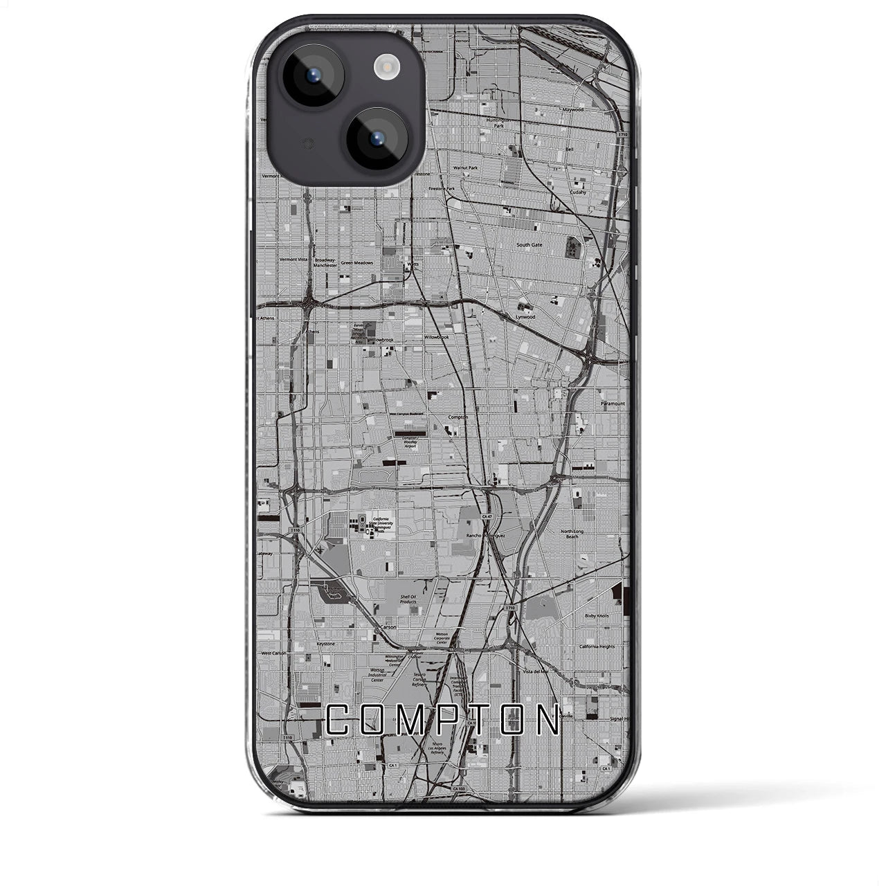 【コンプトン(アメリカ)】地図柄iPhoneケース(クリアタイプ)