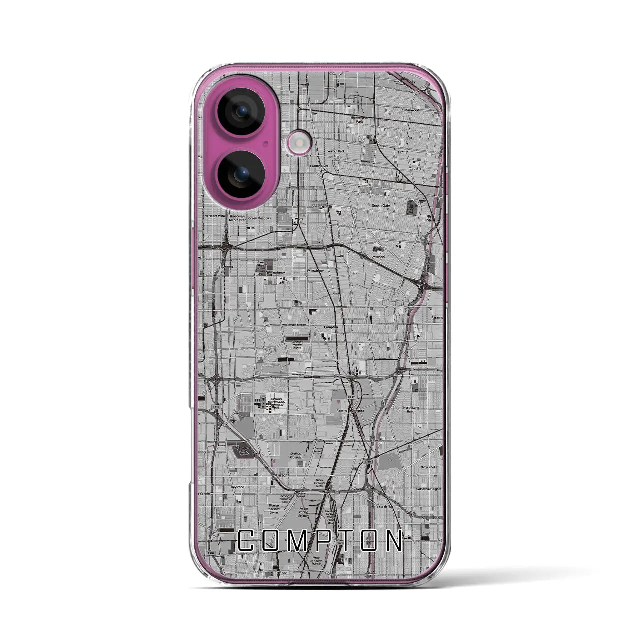 【コンプトン(アメリカ)】地図柄iPhoneケース(クリアタイプ)