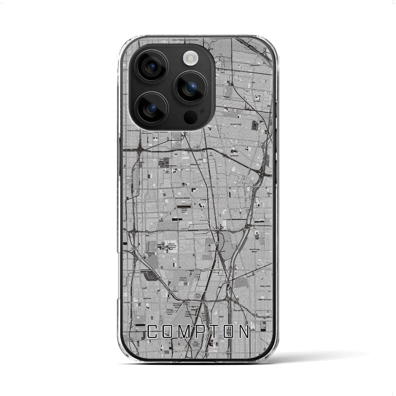 【コンプトン(アメリカ)】地図柄iPhoneケース(クリアタイプ)
