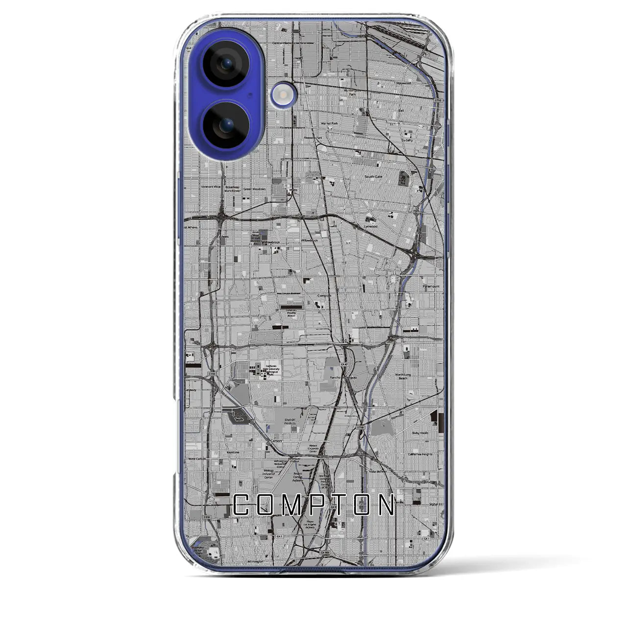【コンプトン(アメリカ)】地図柄iPhoneケース(クリアタイプ)