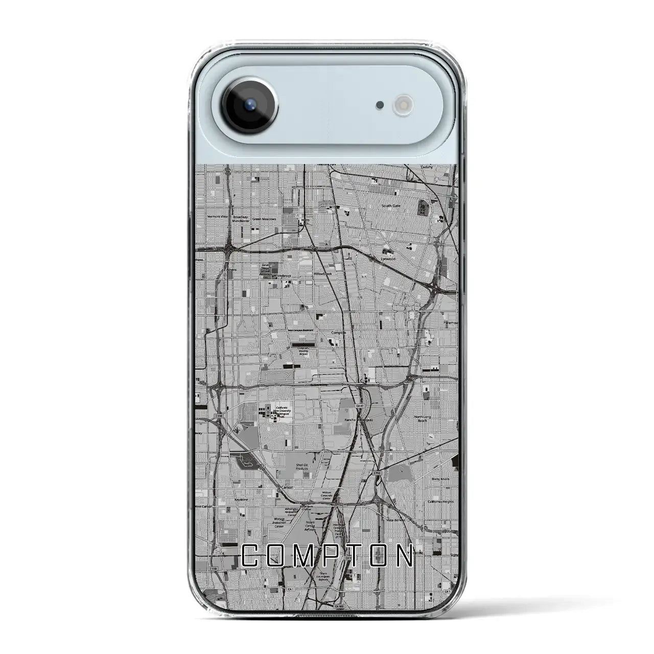 【コンプトン(アメリカ)】地図柄iPhoneケース(クリアタイプ)
