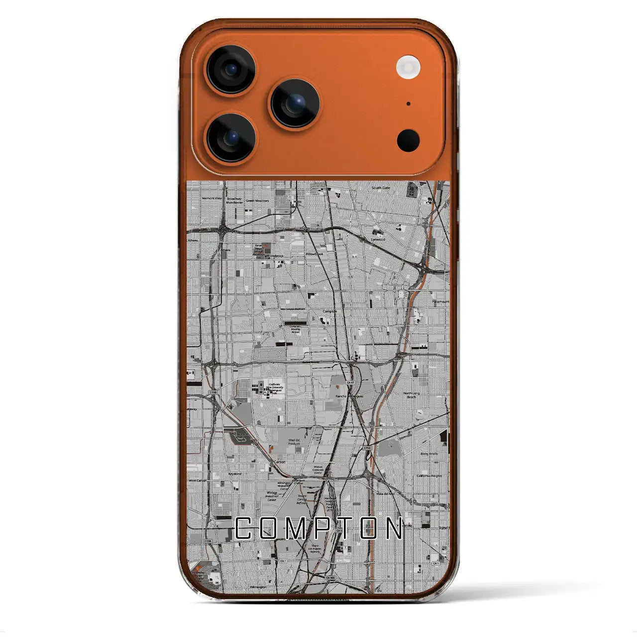 【コンプトン(アメリカ)】地図柄iPhoneケース(クリアタイプ)