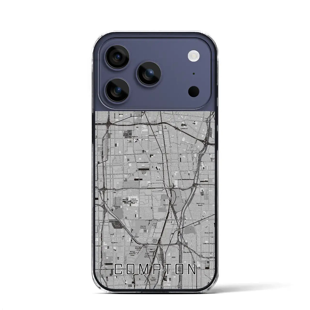 【コンプトン(アメリカ)】地図柄iPhoneケース(クリアタイプ)