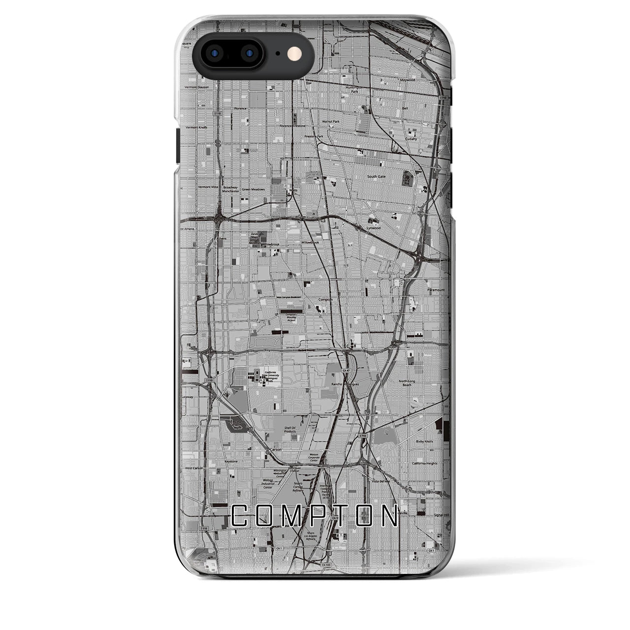 【コンプトン(アメリカ)】地図柄iPhoneケース(クリアタイプ)