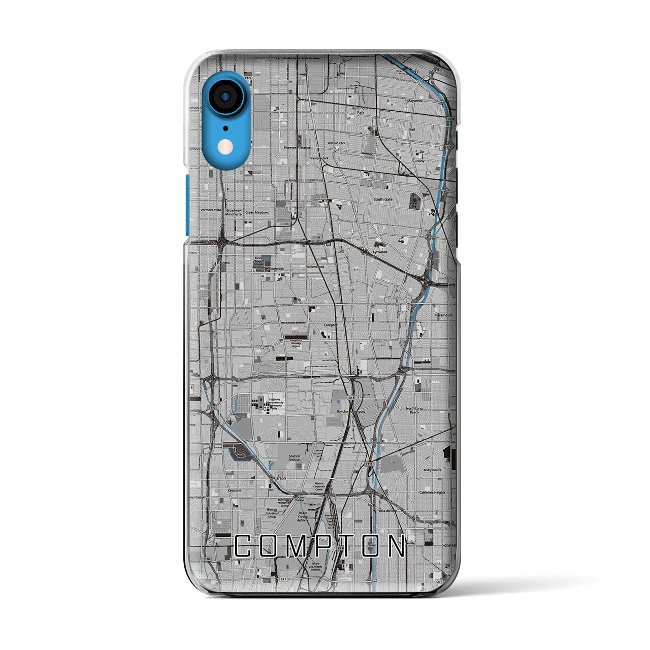 【コンプトン(アメリカ)】地図柄iPhoneケース(クリアタイプ)