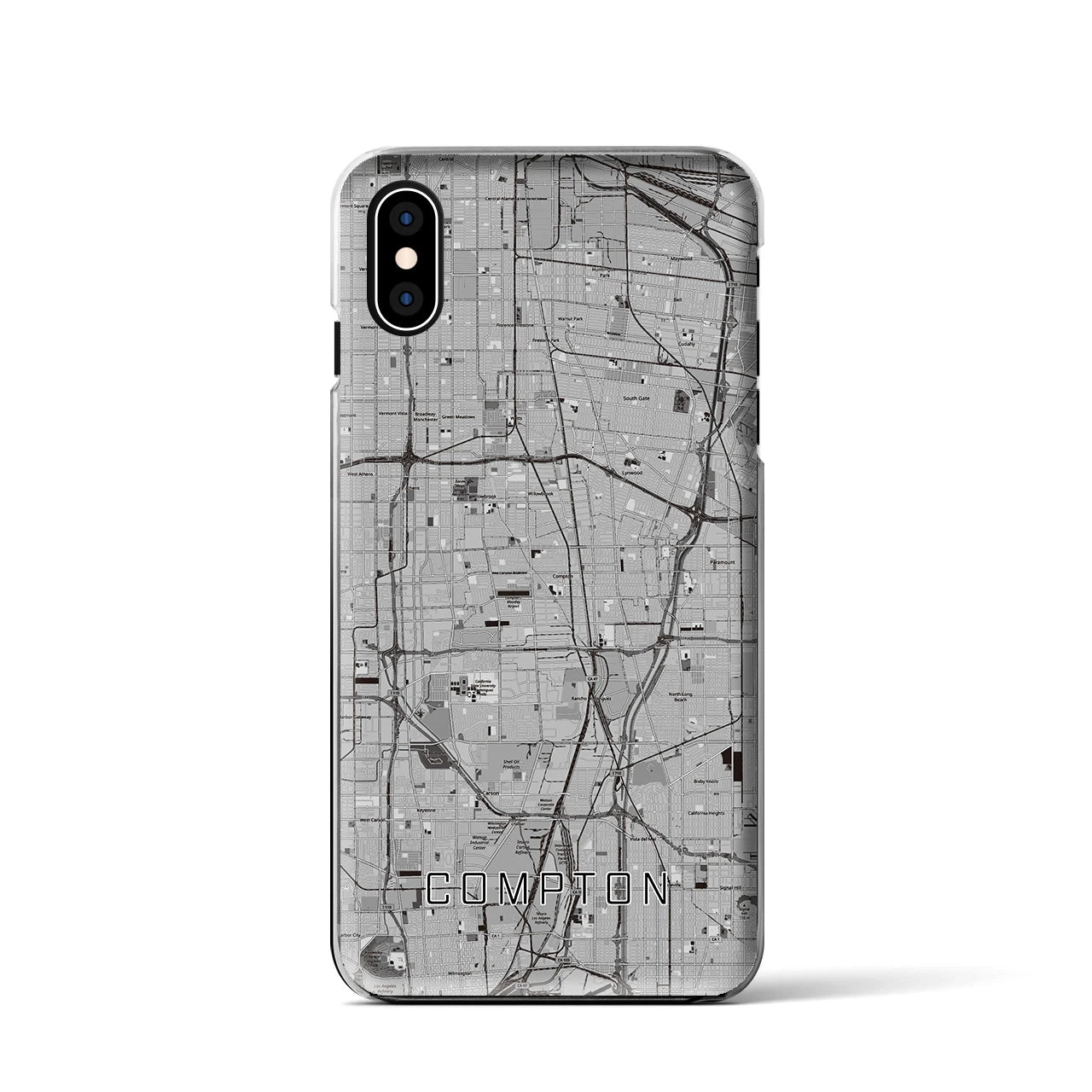 【コンプトン(アメリカ)】地図柄iPhoneケース(クリアタイプ)