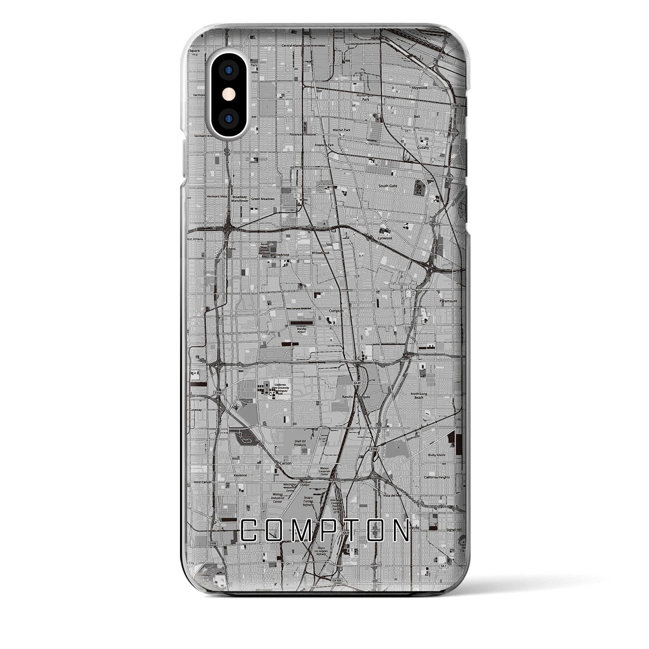 【コンプトン(アメリカ)】地図柄iPhoneケース(クリアタイプ)