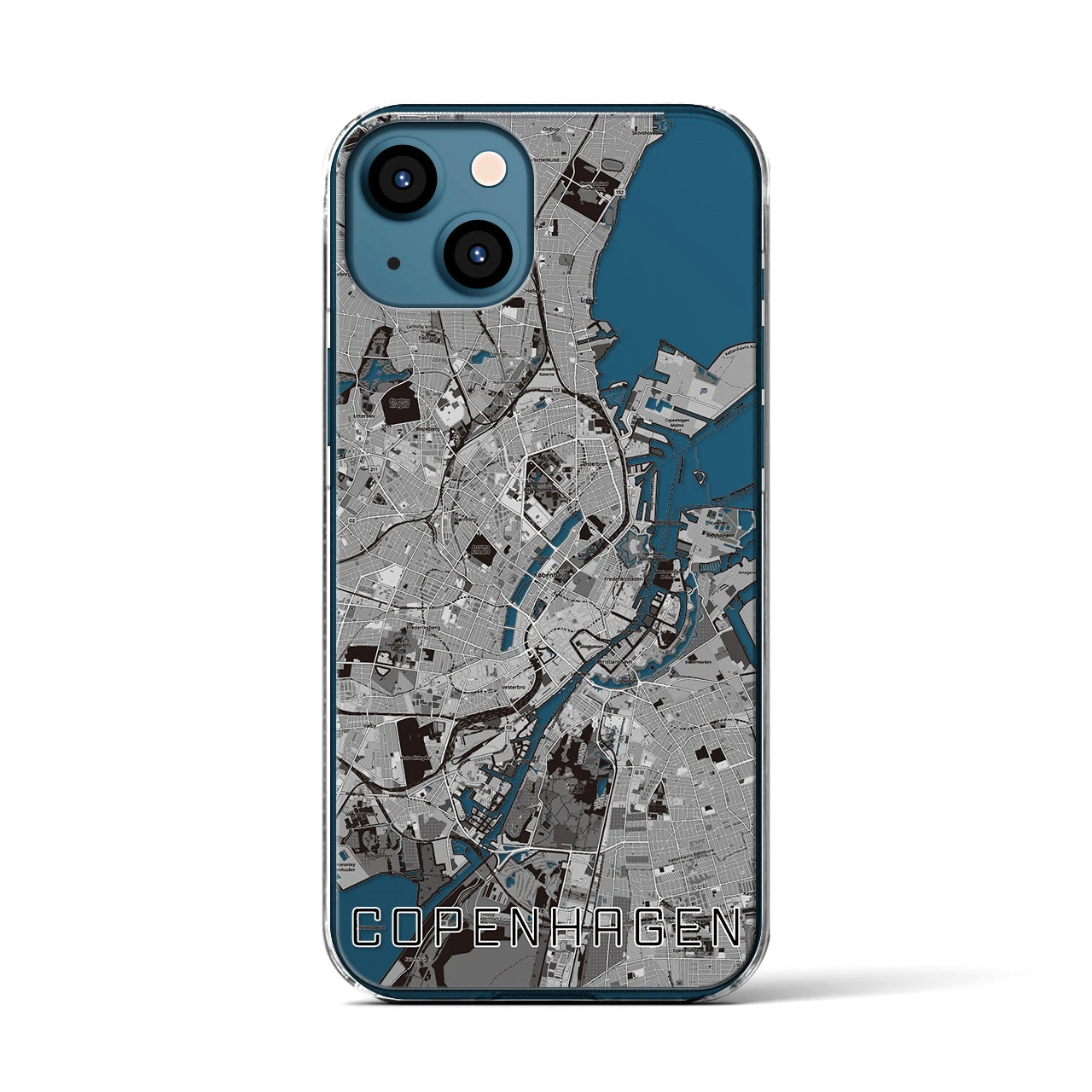 【コペンハーゲン(デンマーク)】地図柄iPhoneケース(クリアタイプ)