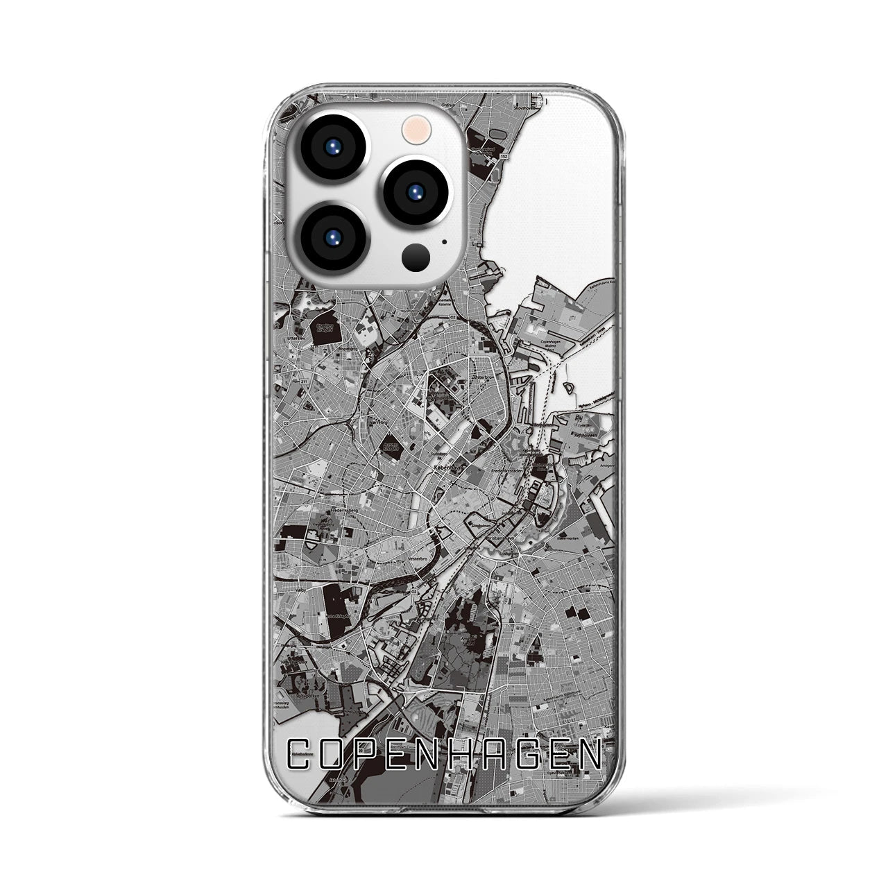 【コペンハーゲン(デンマーク)】地図柄iPhoneケース(クリアタイプ)