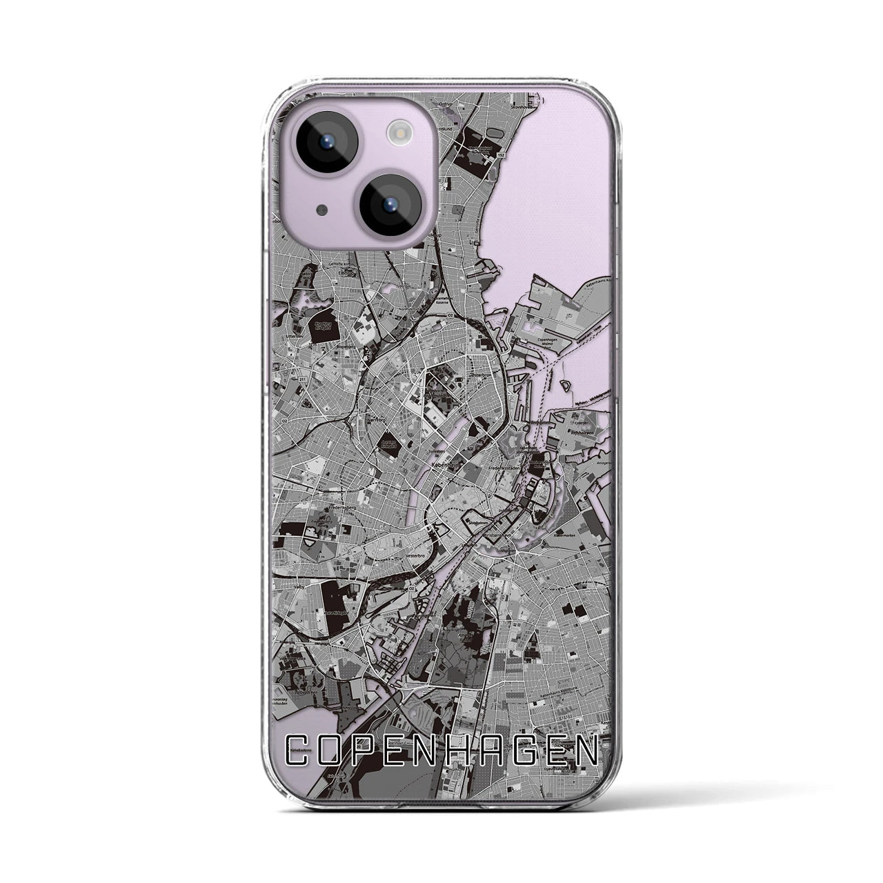 【コペンハーゲン(デンマーク)】地図柄iPhoneケース(クリアタイプ)
