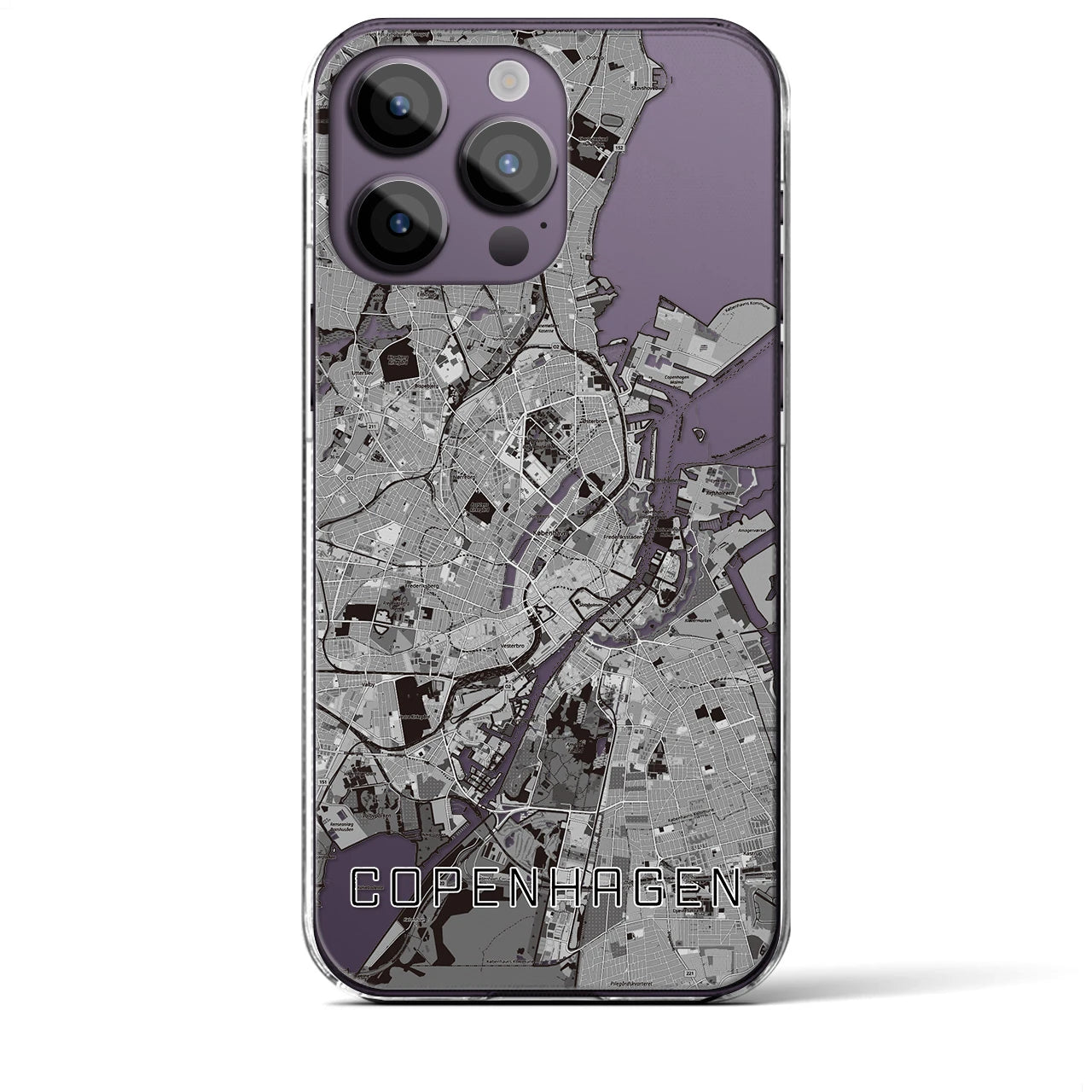 【コペンハーゲン(デンマーク)】地図柄iPhoneケース(クリアタイプ)