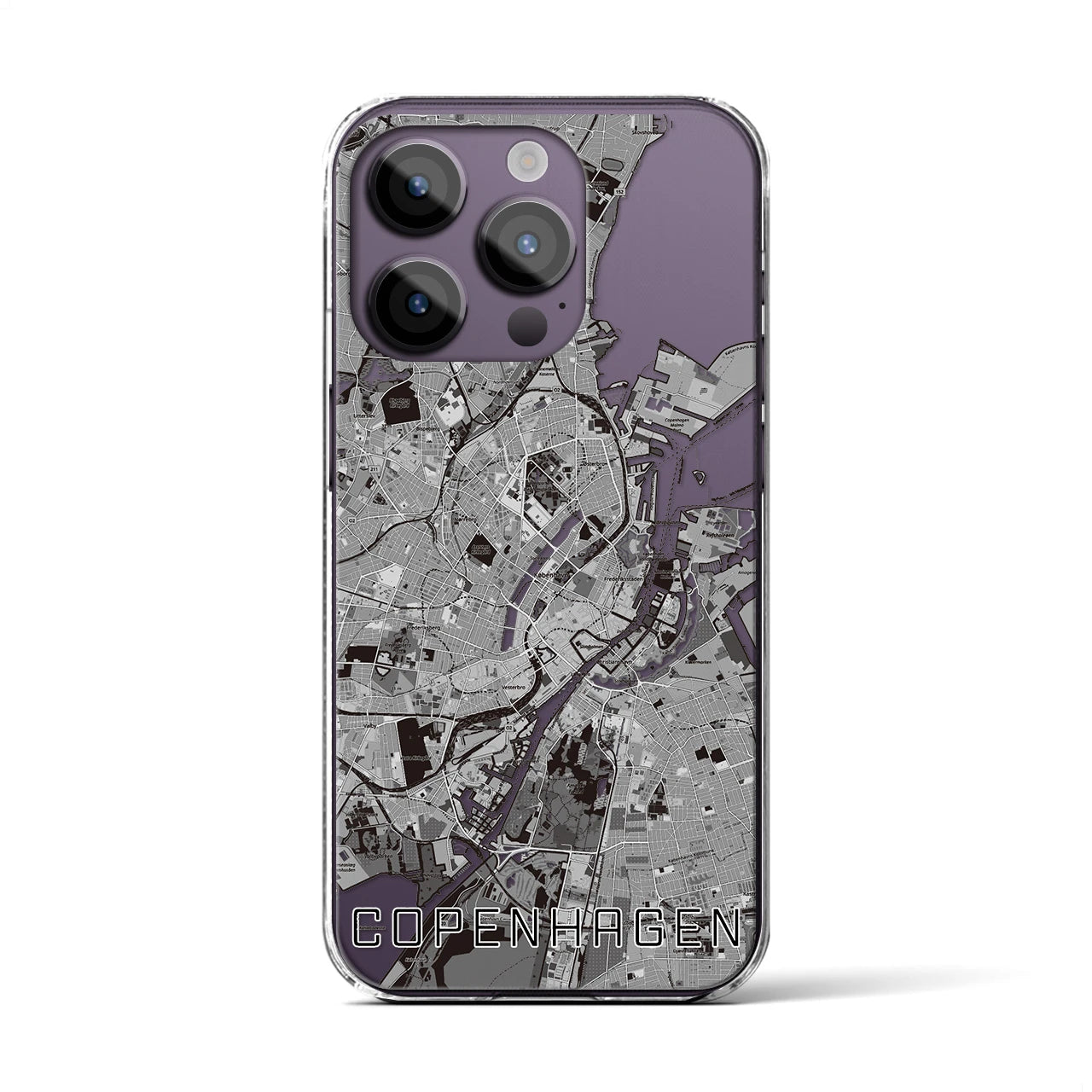 【コペンハーゲン(デンマーク)】地図柄iPhoneケース(クリアタイプ)
