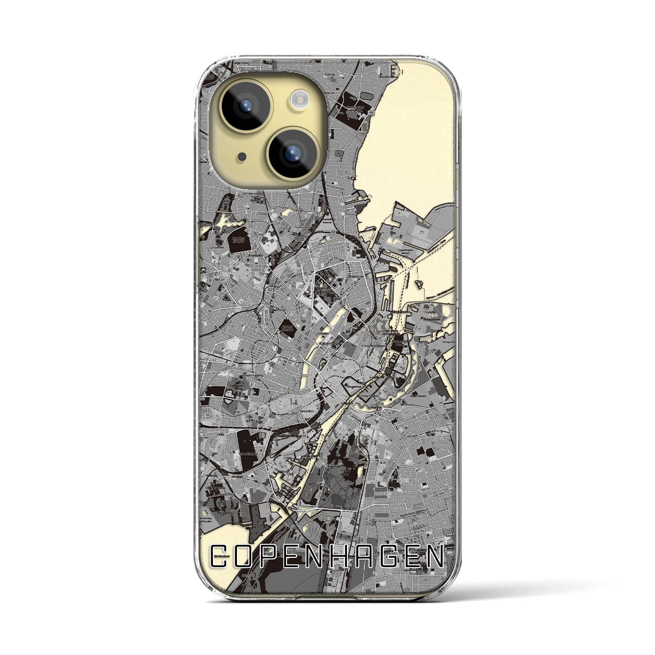 【コペンハーゲン(デンマーク)】地図柄iPhoneケース(クリアタイプ)