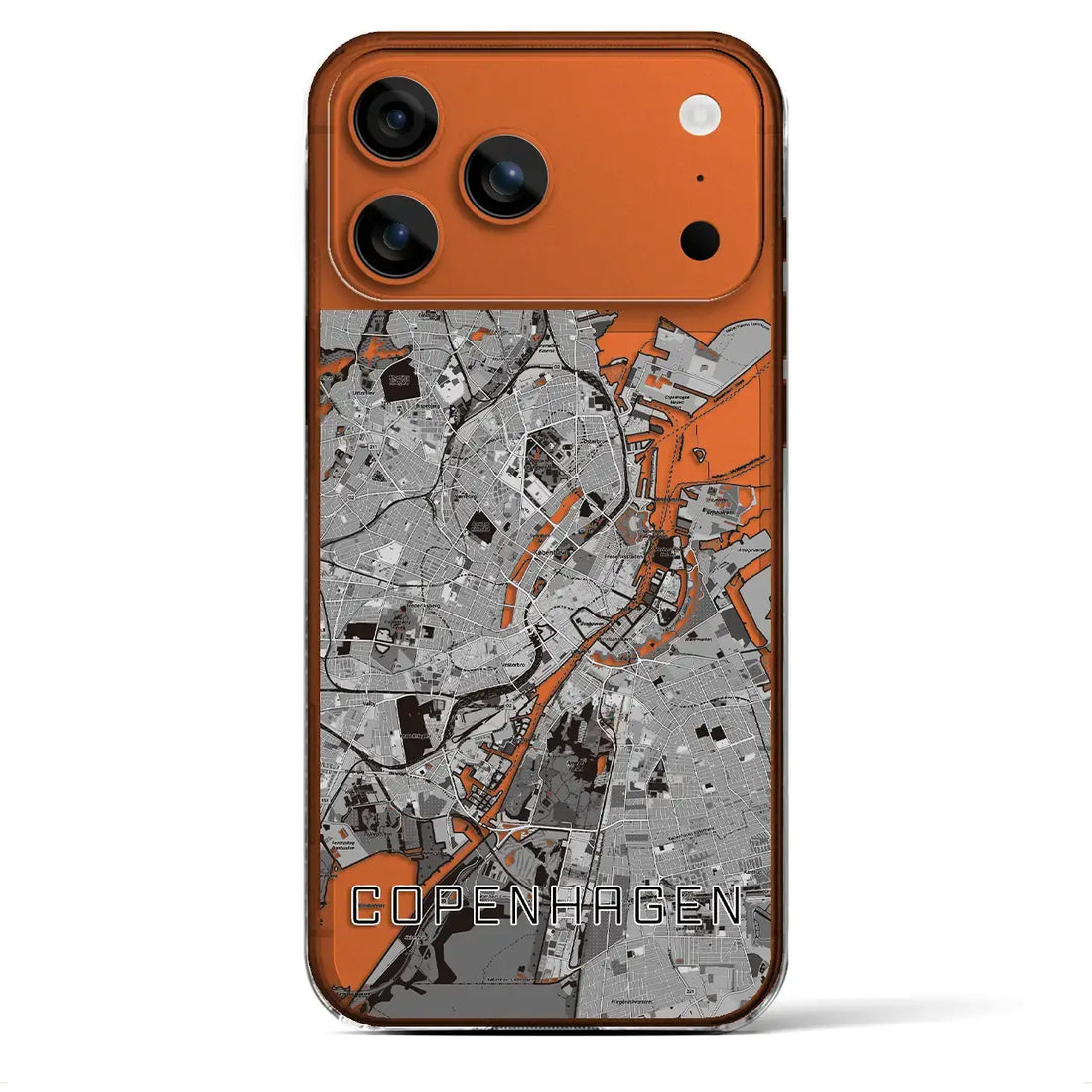 【コペンハーゲン(デンマーク)】地図柄iPhoneケース(クリアタイプ)モノトーン・iPhone 17 Pro Max 用