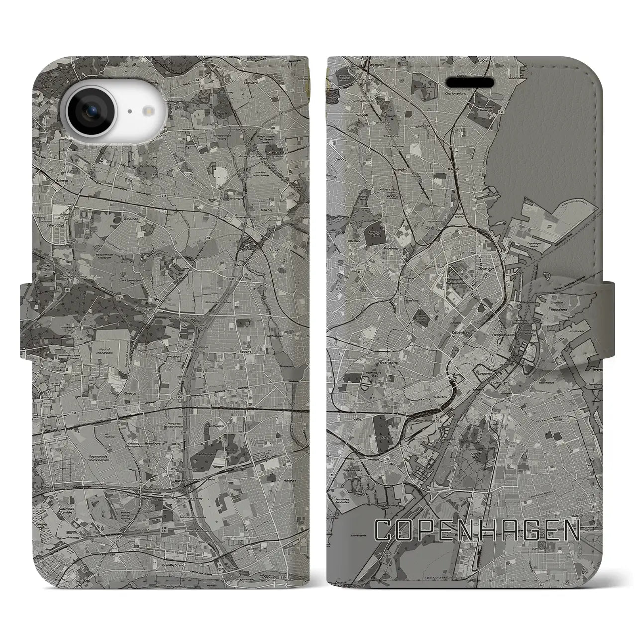 【コペンハーゲン(デンマーク)】地図柄iPhoneケース(手帳タイプ)