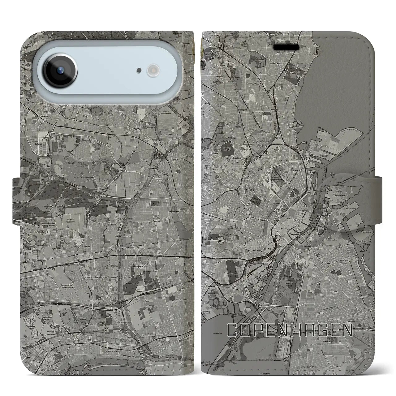 【コペンハーゲン(デンマーク)】地図柄iPhoneケース(手帳タイプ)