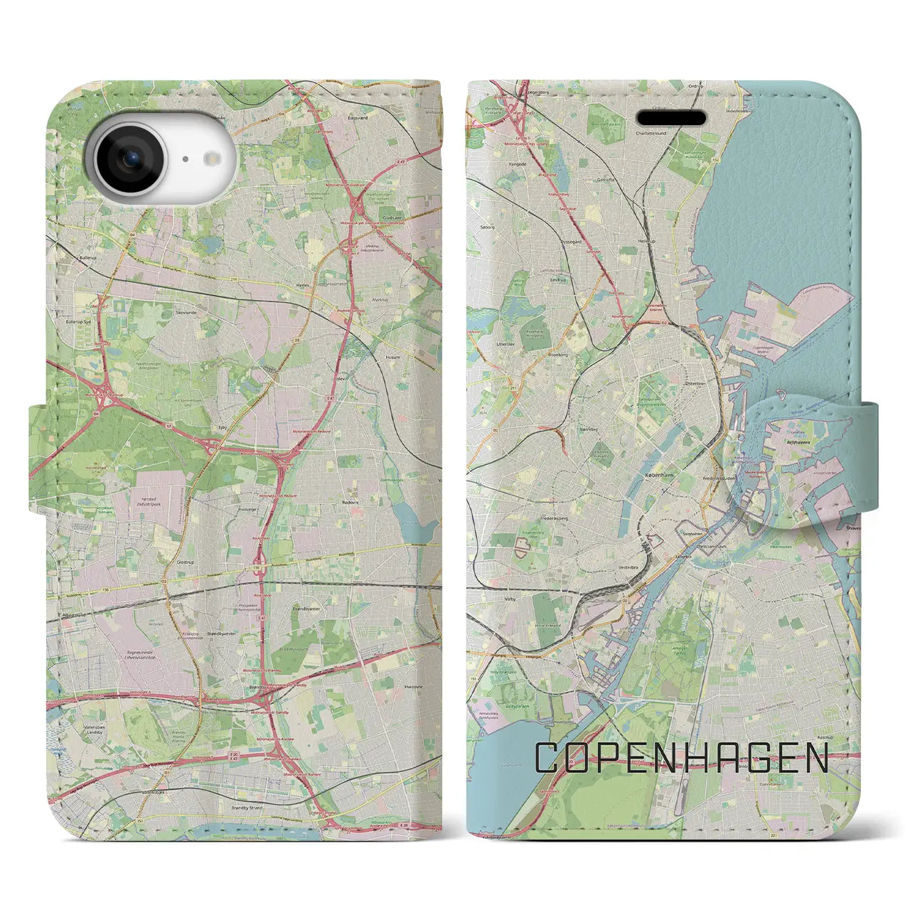 【コペンハーゲン(デンマーク)】地図柄iPhoneケース(手帳タイプ)