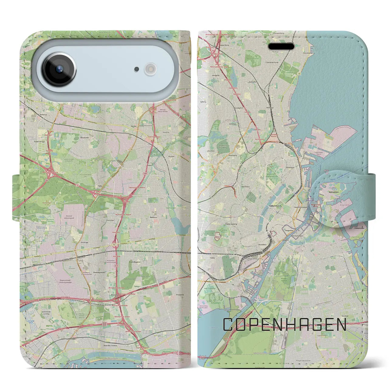 【コペンハーゲン(デンマーク)】地図柄iPhoneケース(手帳タイプ)