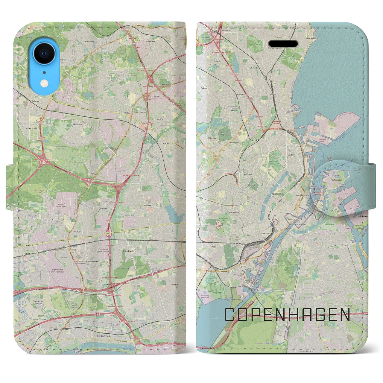 【コペンハーゲン(デンマーク)】地図柄iPhoneケース(手帳タイプ)ナチュラル・iPhone XR 用