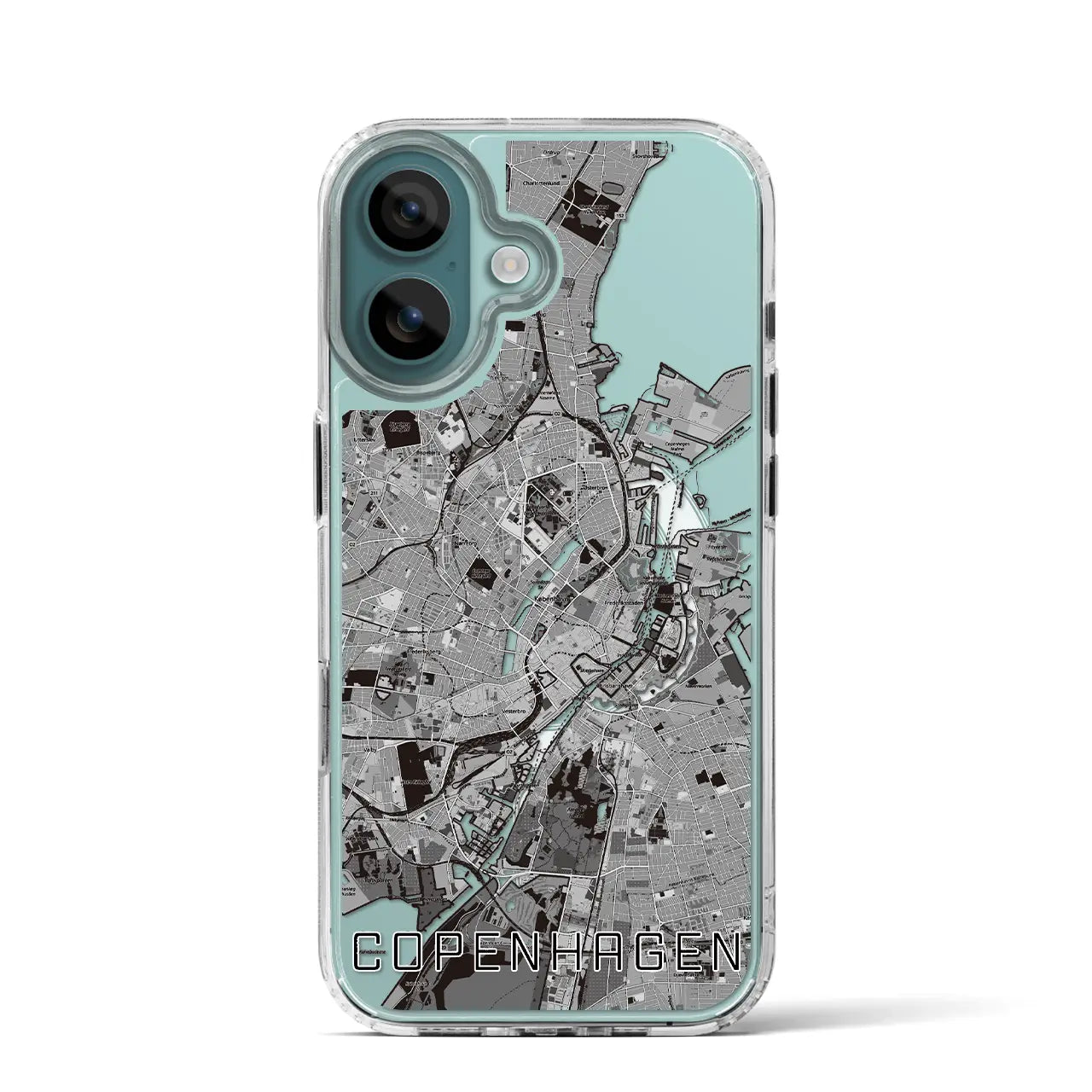 【コペンハーゲン(デンマーク)】地図柄iPhoneケース(MagSafeタイプ)モノトーン・iPhone 16 Pro 用