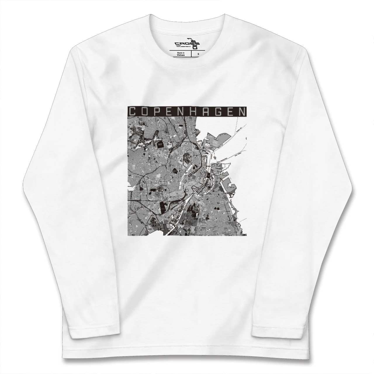 【コペンハーゲン(デンマーク)】地図柄ロングスリーブTシャツ