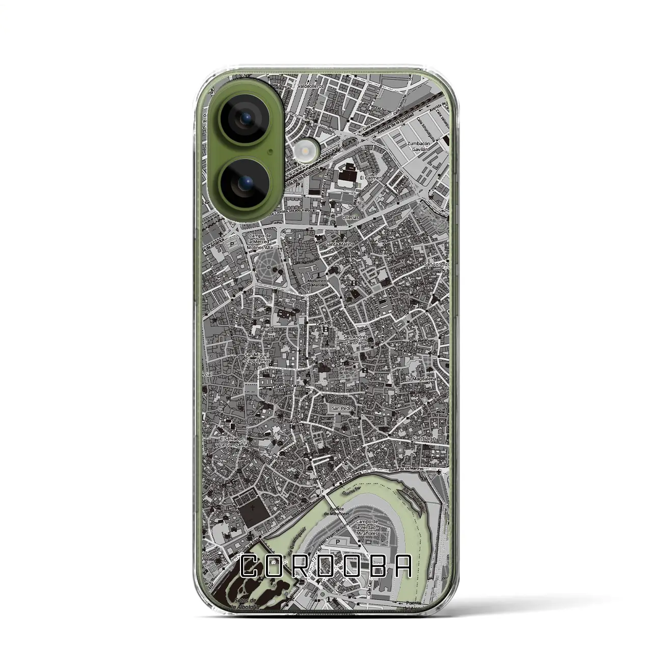 【コルドバ(スペイン)】地図柄iPhoneケース(クリアタイプ)モノトーン・iPhone 17 Pro Max 用