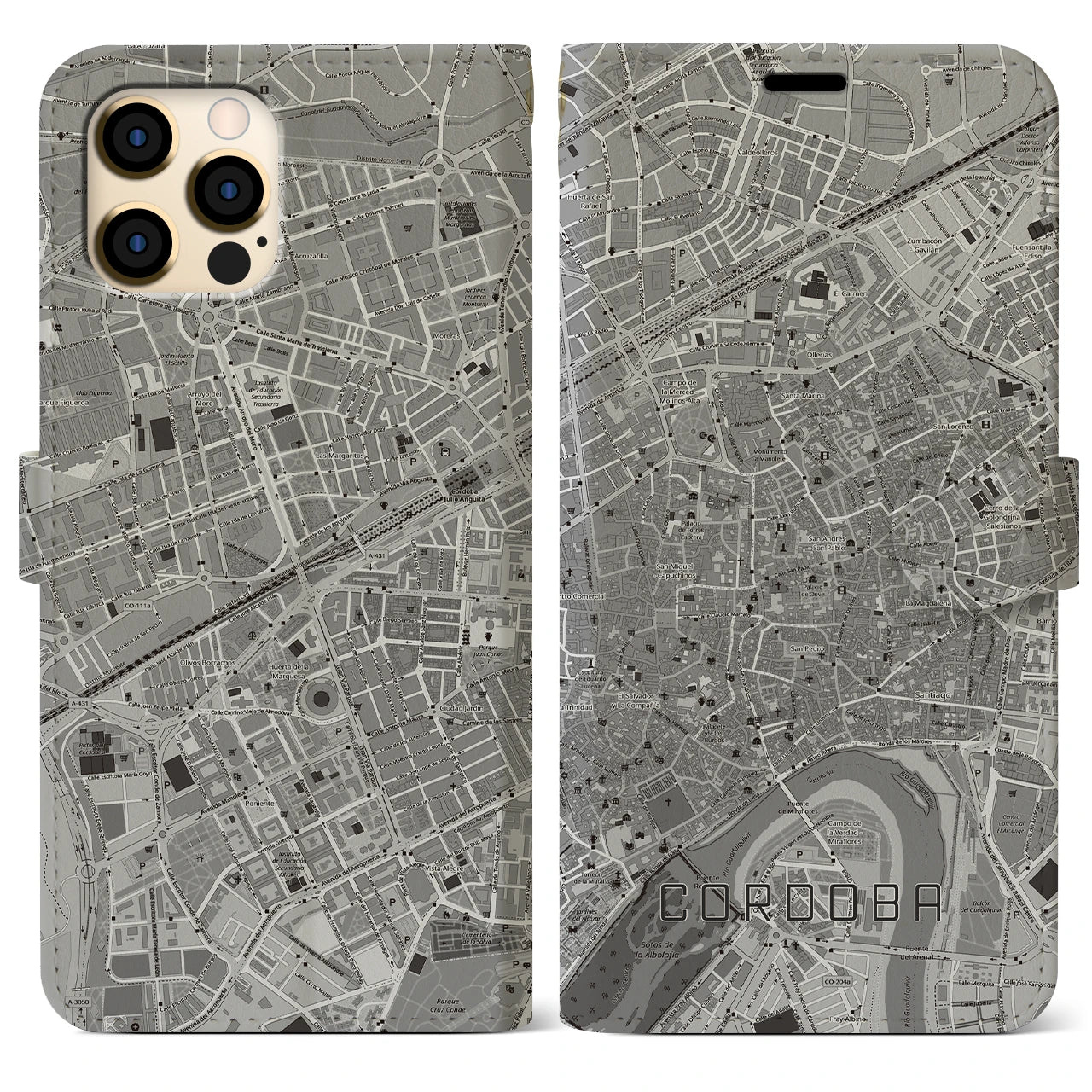 【コルドバ(スペイン)】地図柄iPhoneケース(手帳タイプ)