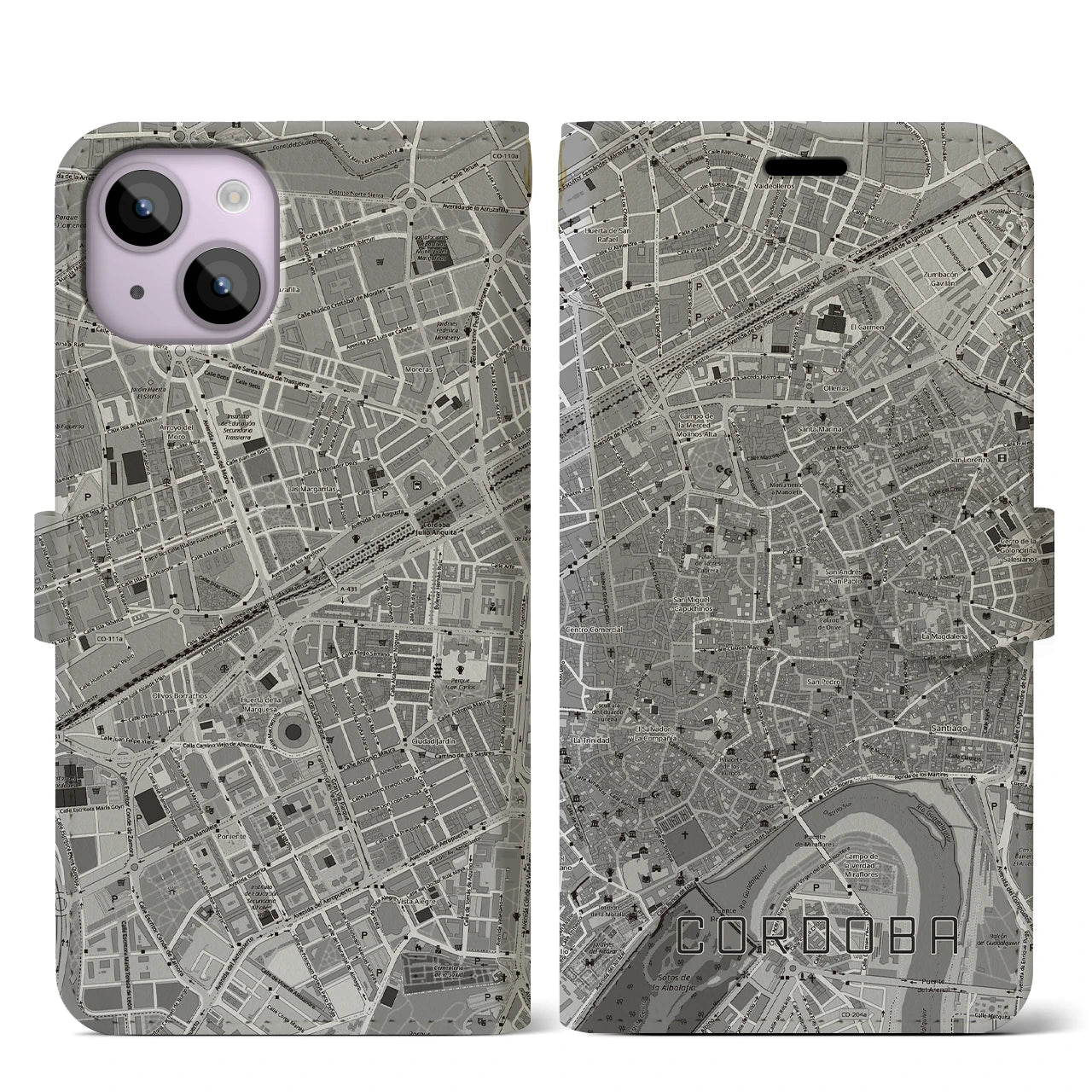 【コルドバ(スペイン)】地図柄iPhoneケース(手帳タイプ)