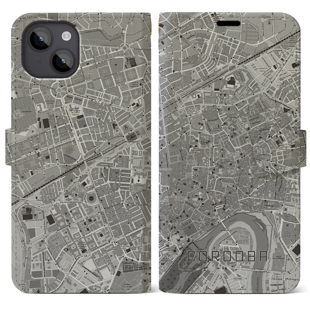 【コルドバ(スペイン)】地図柄iPhoneケース(手帳タイプ)