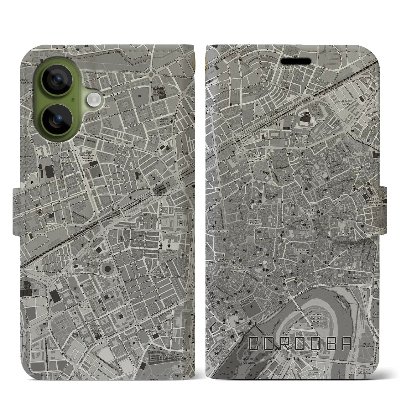 【コルドバ(スペイン)】地図柄iPhoneケース(手帳タイプ)
