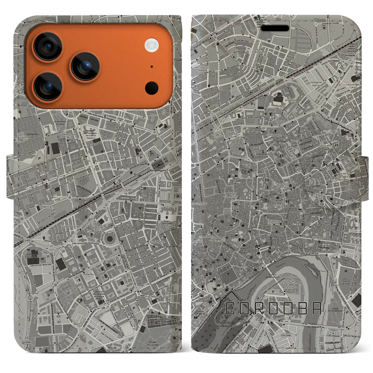 【コルドバ(スペイン)】地図柄iPhoneケース(手帳タイプ)